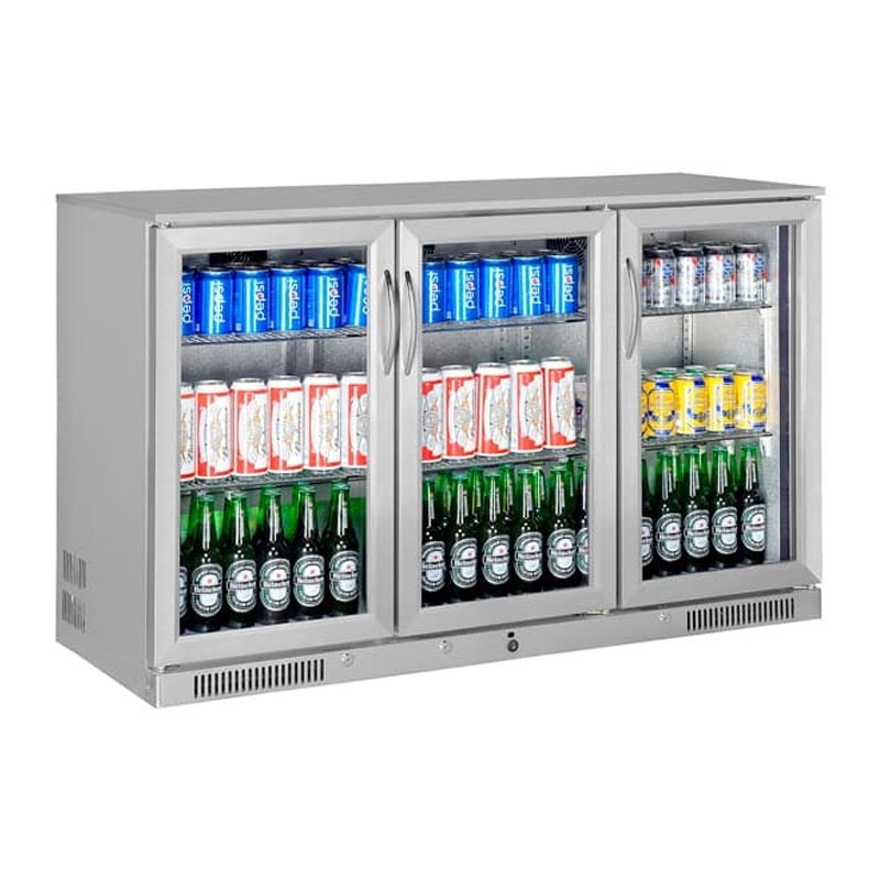 Gtech SC-338F-S Bar Arkası Şişe Soğutucu Dolap, 3 Kapılı, Paslanmaz Çelik Kasa, 338 L — Gtech