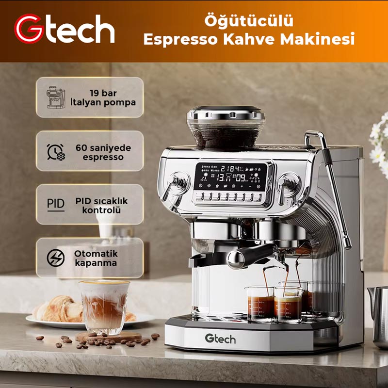 Gtech ST-530ED PID Ev Tipi Öğütücülü Barista Espresso Kahve Makinesi, 1 Gruplu — Gtech — Görsel 2