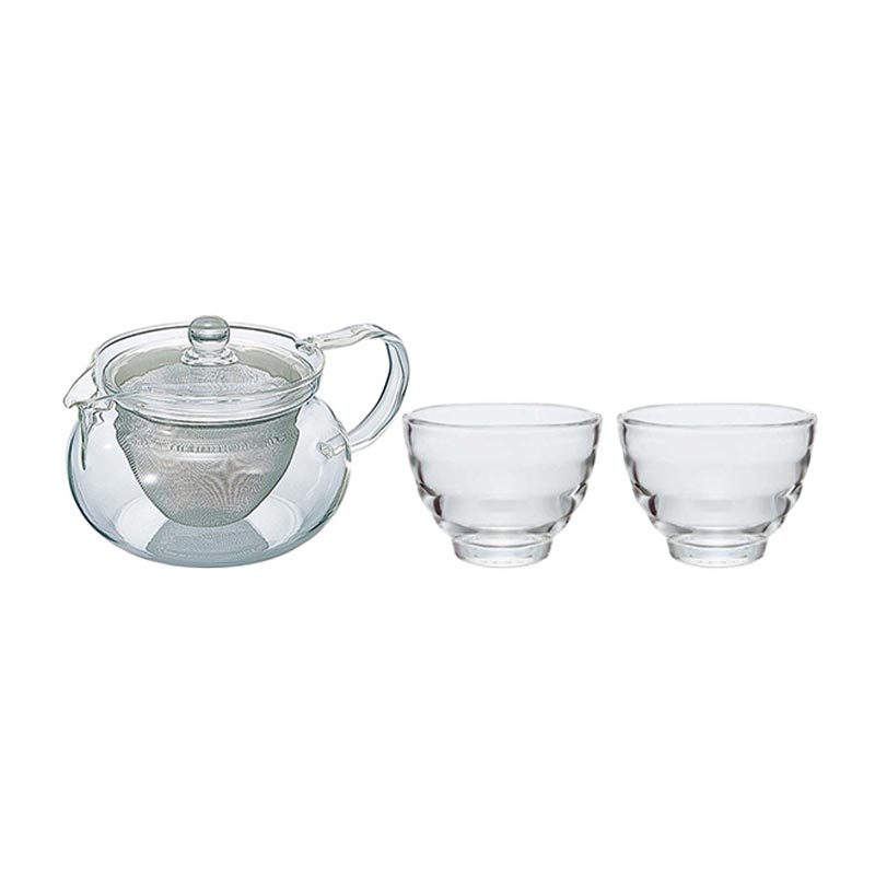 Hario CHJMN-HU-2 Cha Cha Kyusu Maru Demlik ve 2'li Bardak Seti, 450 ml — Hario