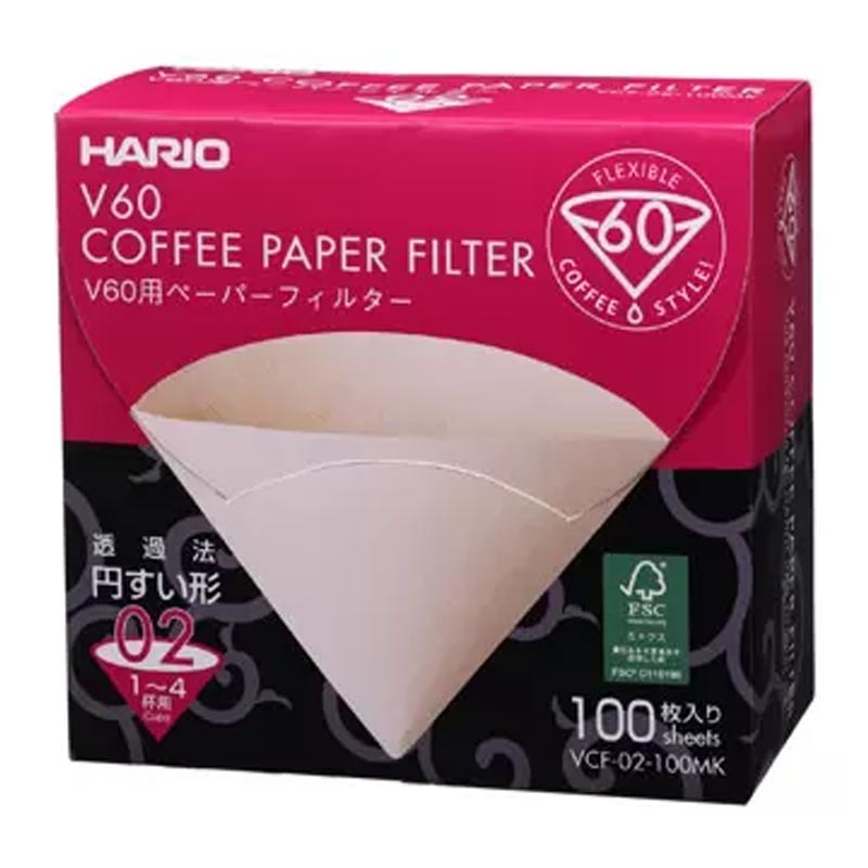 Hario VCF-02-100MK V60 02 Natural Kutulu Dripper Filtresi, 100 Adet — Hario