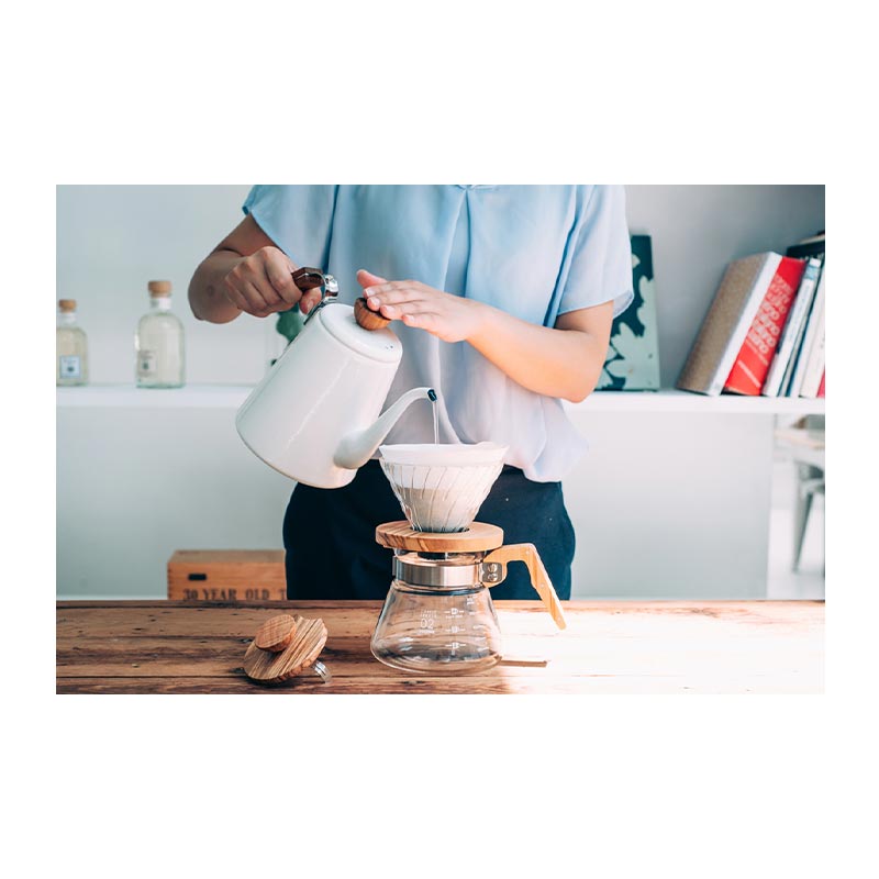 Hario VDG-02-OV V60 02 Ahşap Altlıklı Cam Dripper — Hario — Görsel 2