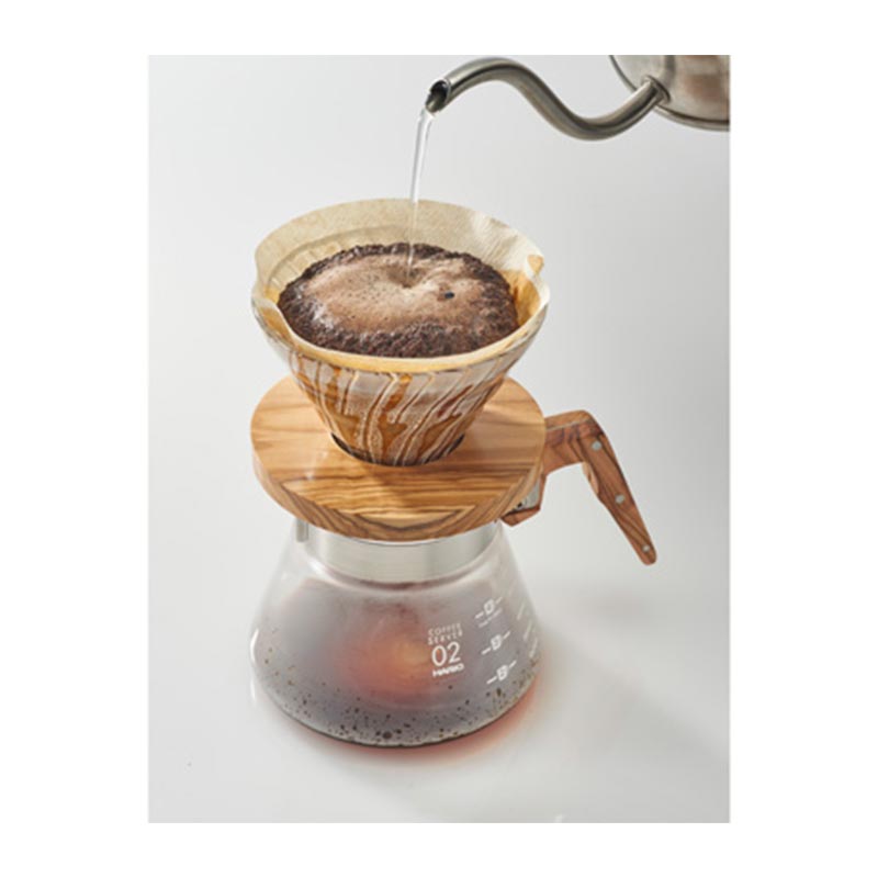 Hario VDG-02-OV V60 02 Ahşap Altlıklı Cam Dripper — Hario — Görsel 3