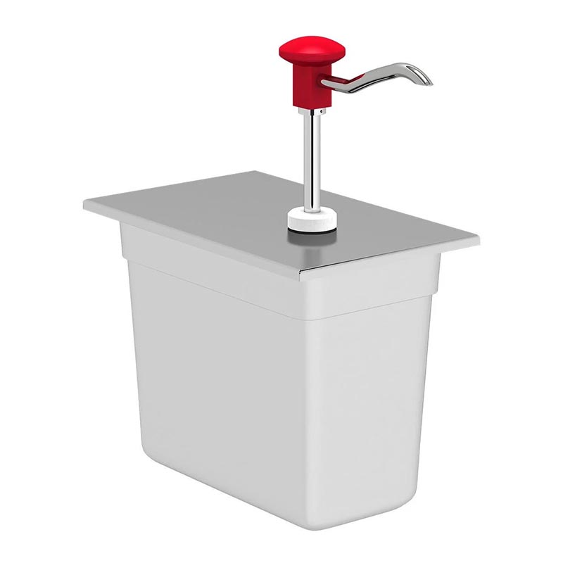 Kalando KD-002 Basmalı Paslanmaz Çelik Sos Pompası, GN 1/4, Kırmızı — Kalando