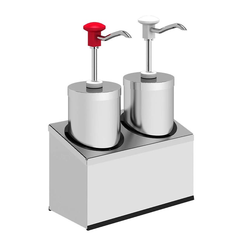 Kalando KD-004 Silindir Hazneli Stantlı Paslanmaz Çelik Sos Pompası, 2x2.25 L — Kalando — Görsel 3