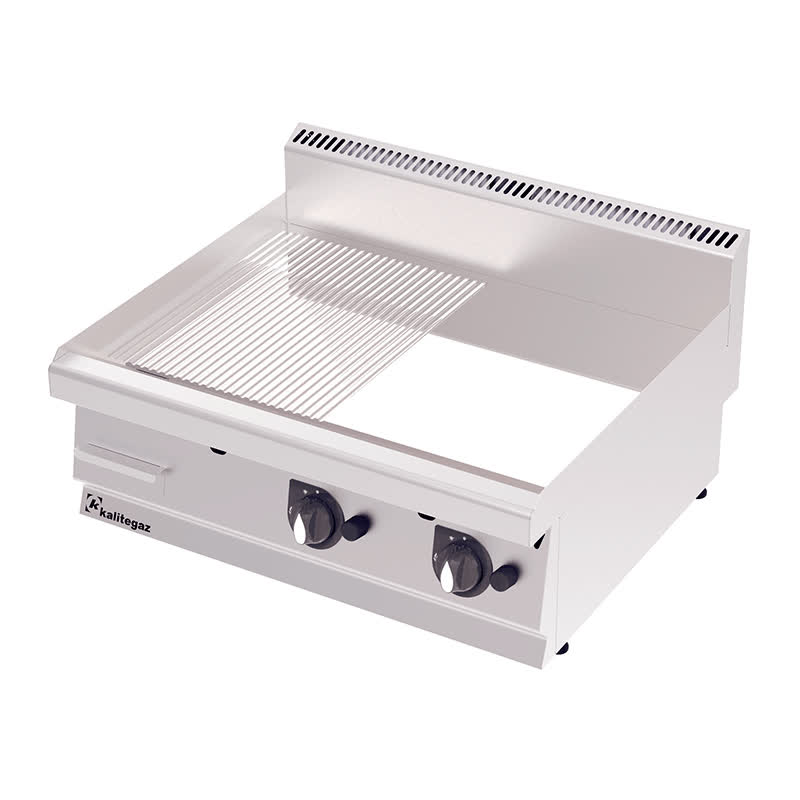 Kalitegaz 700 Serisi GS8070GC Yarı Oluklu Pleyt Izgara, Krom Kaplı, Gazlı — Kalitegaz