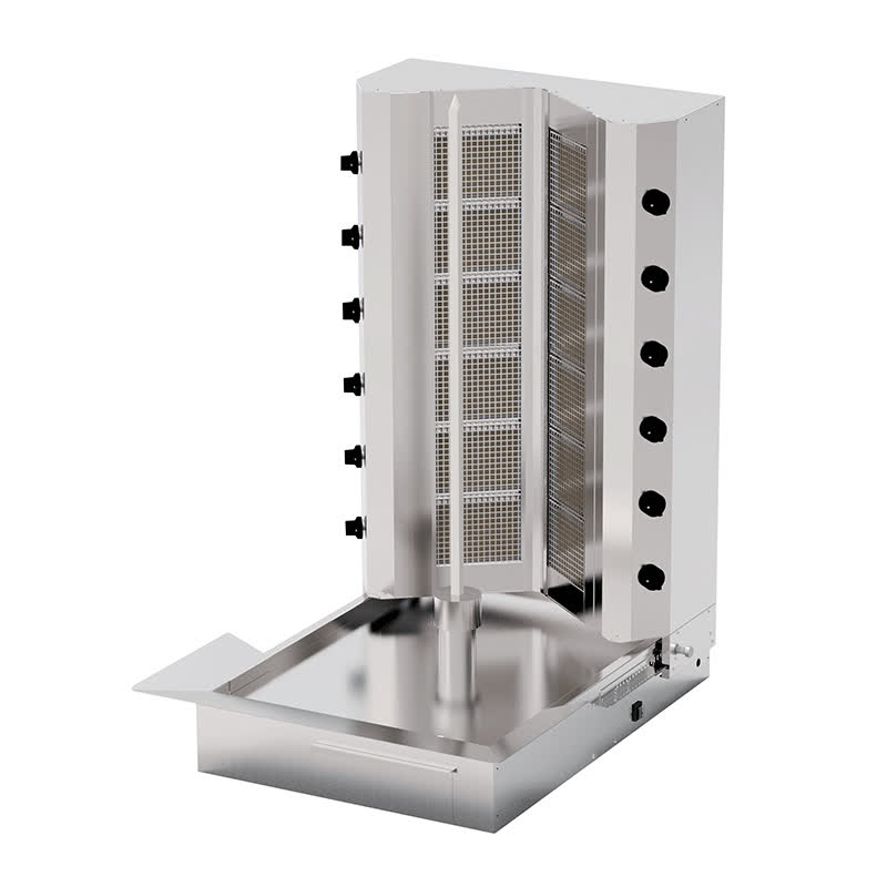 Kalitegaz KLG146VH V Model Döner Ocağı, 6+6 Radyanlı, Gazlı, Motorsuz, Hareketli Gövde, Isıtıcılı — Kalitegaz