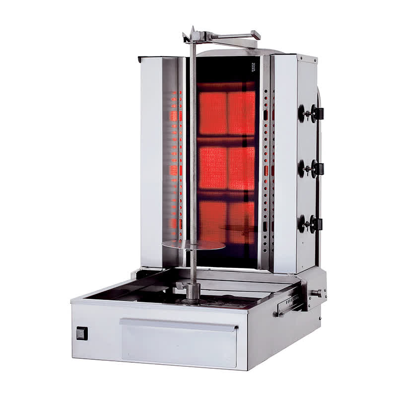 Kalitegaz KLG203G Döner Ocağı, 3 Radyanlı, Gazlı, Alttan Motorlu, Hareketli Gövde, Camlı — Kalitegaz