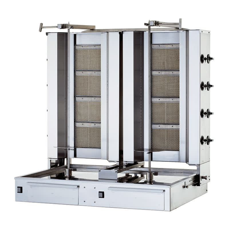 Kalitegaz KLG224T İkiz Model Döner Ocağı, 4+4 Radyanlı, Gazlı, Alttan Motorlu, Hareketli Gövde — Kalitegaz