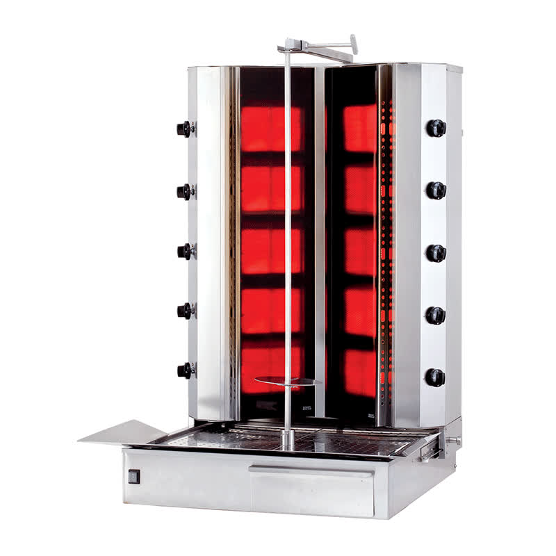 Kalitegaz KLG225VG V Model Döner Ocağı, 5+5 Radyanlı, Gazlı, Alttan Motorlu, Hareketli Gövde, Camlı — Kalitegaz