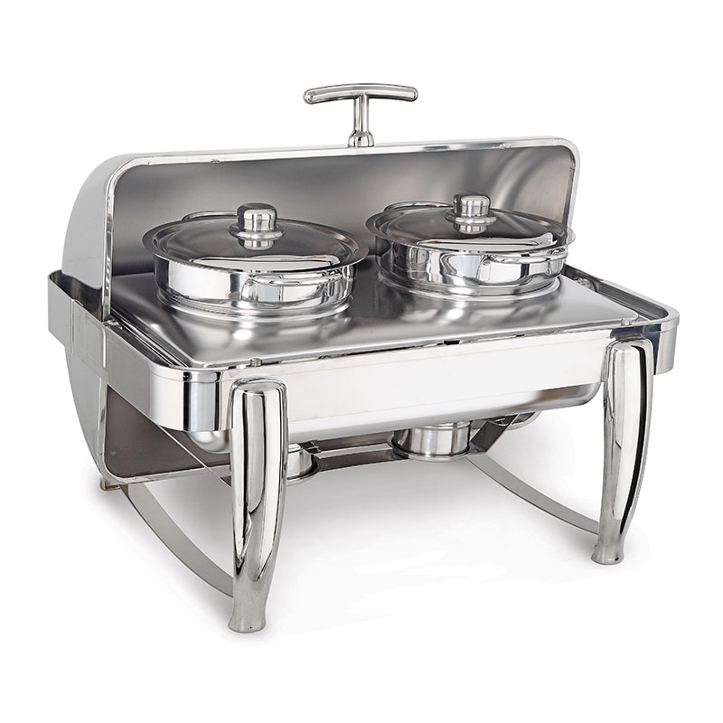 Kapp Delux Chafing Dish Roll Top Çift Çorbalık, 2x4.5 L, Jel Yakıtlı
