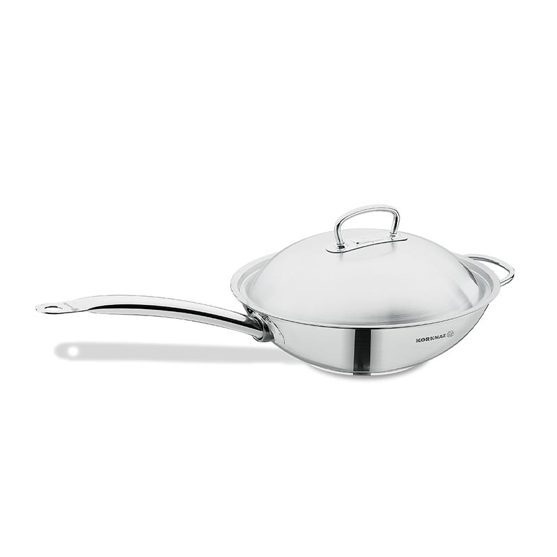 Korkmaz Proline Satin Wok Tava, Yardımcı Saplı, 32x9 cm — Korkmaz