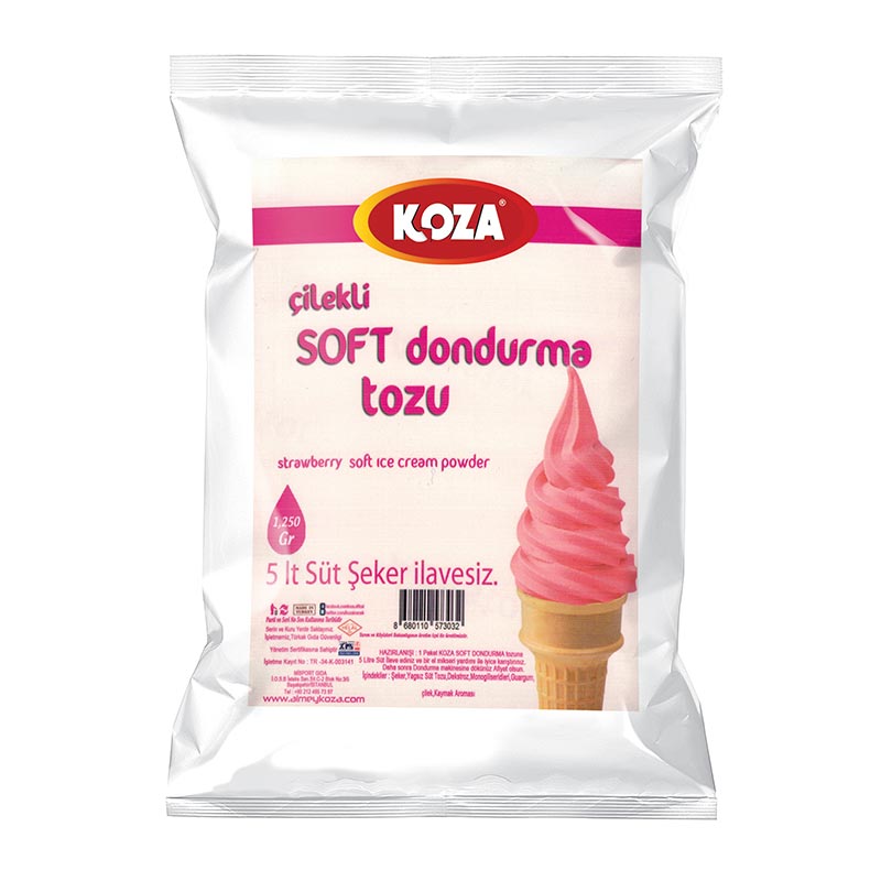 Koza Çilekli Soft Dondurma Tozu, 1250 gr — Koza
