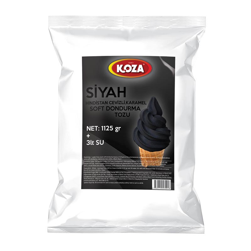 Koza Siyah Soft Dondurma Tozu, 1125 gr — Koza