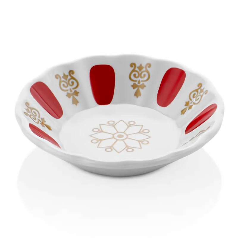 Külsan Thermoset Çay Tabağı, 11 cm, Ortası Desenli, Kırmızı-Beyaz — Külsan Thermoset