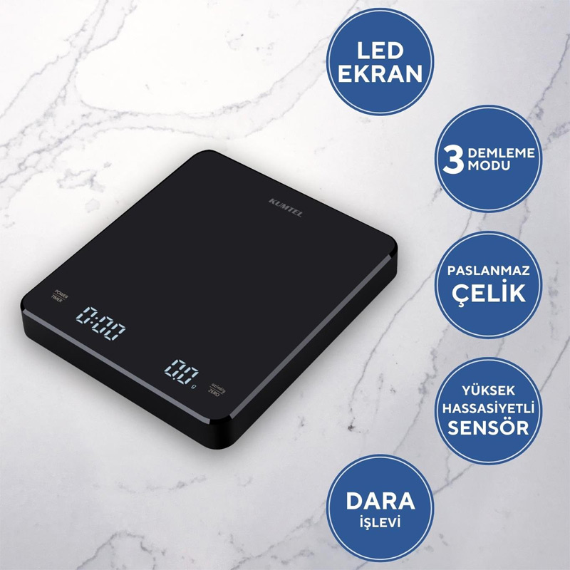 Kumtel V60-02 V60 Dijital Zamanlayıcılı Hassas Kahve Demleme Tartısı — Kumtel — Görsel 2