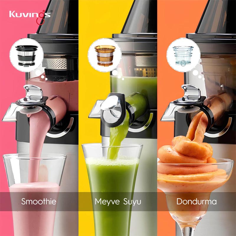 Kuvings EVO820 Slow Juicer Katı Meyve Sıkacağı, Smoothie ve Dondurma Aparatlı, Siyah — Kuvings — Görsel 3