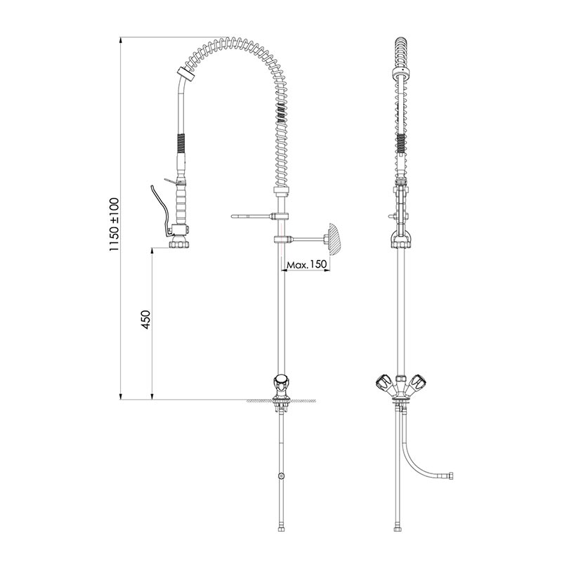 Liva Gaz 005 Tezgaha Monte Duş Sprey Ünitesi, Çift Su Girişli — Liva Gaz — Görsel 2