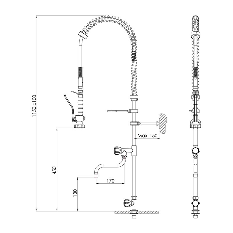 Liva Gaz 023 Ara Musluklu Tezgaha Monte Duş Sprey Ünitesi, Tek Su Girişli — Liva Gaz — Görsel 2