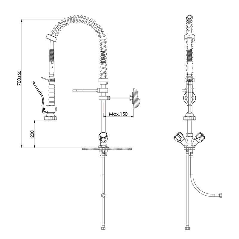 Liva Gaz 030 Tezgaha Monte Duş Sprey Ünitesi, Çift Su Girişli — Liva Gaz — Görsel 2
