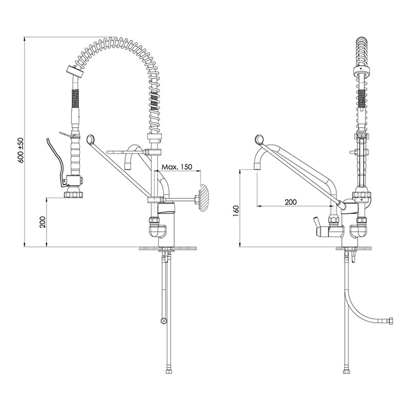 Liva Gaz 031 Tezgaha Monte Ara Musluklu Duş Sprey Ünitesi, Çift Su Girişli — Liva Gaz — Görsel 2