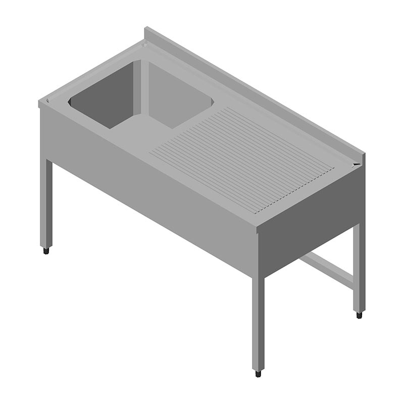 Öztiryakiler 1G/1D Evyeli Tezgah, Sağ, 3 Perdeli, 100x60 cm — Öztiryakiler