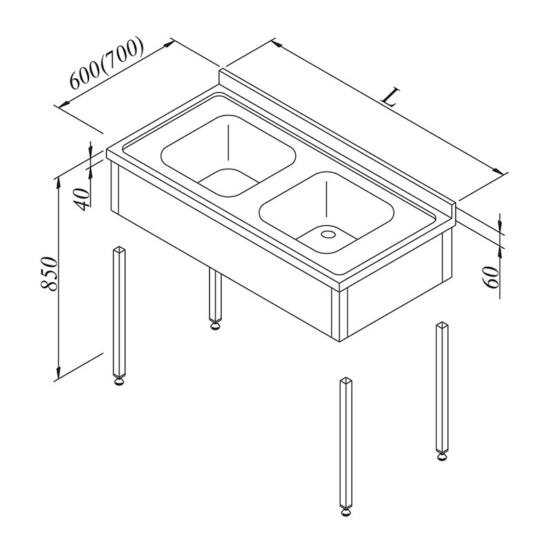 Öztiryakiler 3 Perdeli Evyeli Tezgah, 2G, 120x60 cm, 29.35 kg — Öztiryakiler