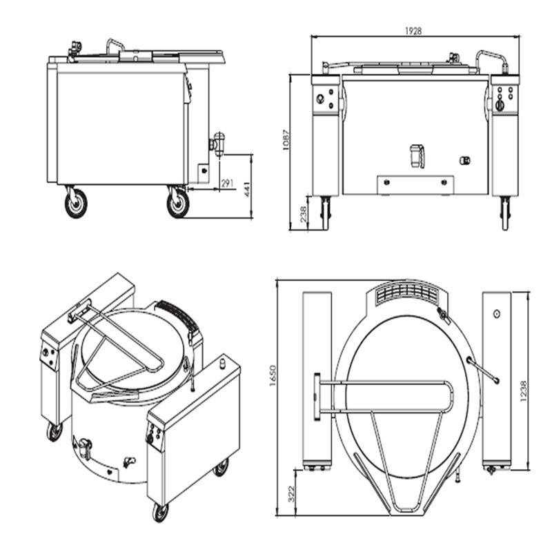 Öztiryakiler 900 Seri OKTEID 150 İndirekt Devrilir Kaynatma Tenceresi, 150 L, Elektrikli — Öztiryakiler — Görsel 2