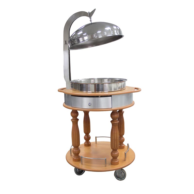 Öztiryakiler Ahşap Chafing Dish Servis Arabası, 90 cm — Öztiryakiler
