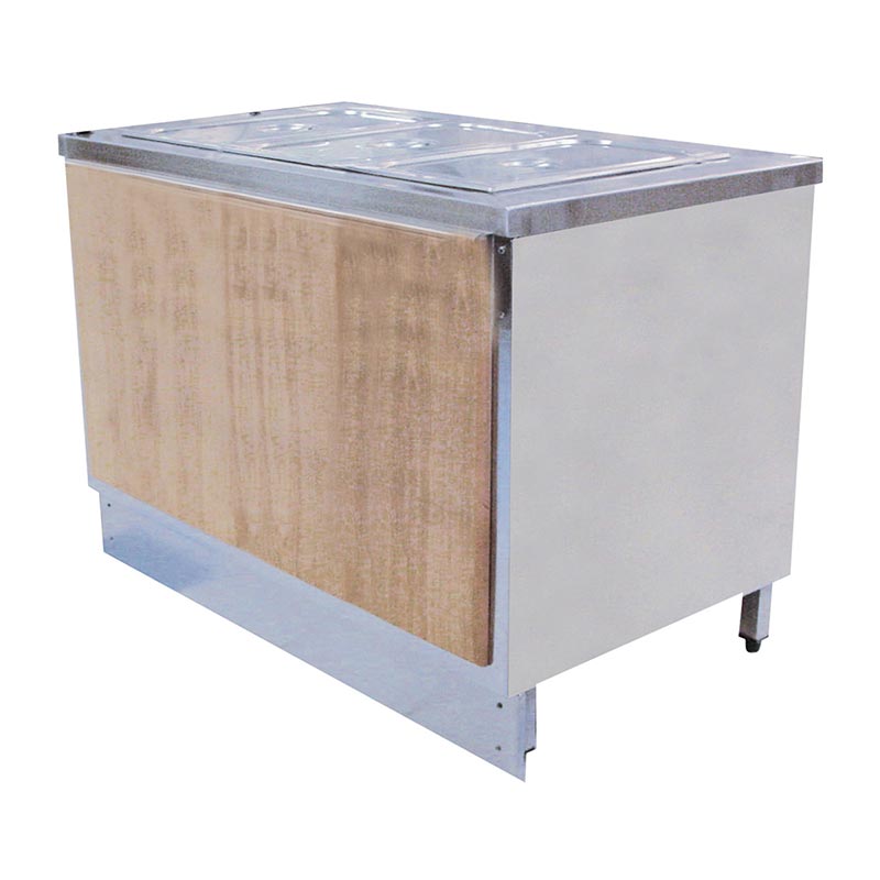 Öztiryakiler Ahşap Kaplamalı Sıcak Servis Bankosu, 4 GN 1/1-200 mm, 150x70 cm — Öztiryakiler