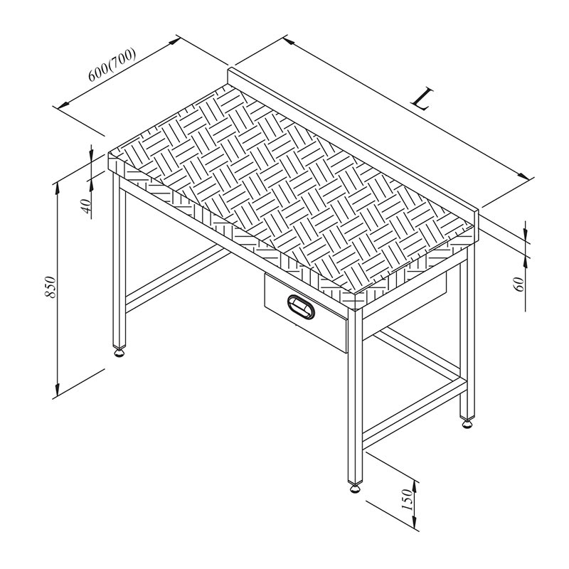 Öztiryakiler Ahşap Tabla Tek Çekmeceli Çalışma Tezgahı, 140x70 cm — Öztiryakiler