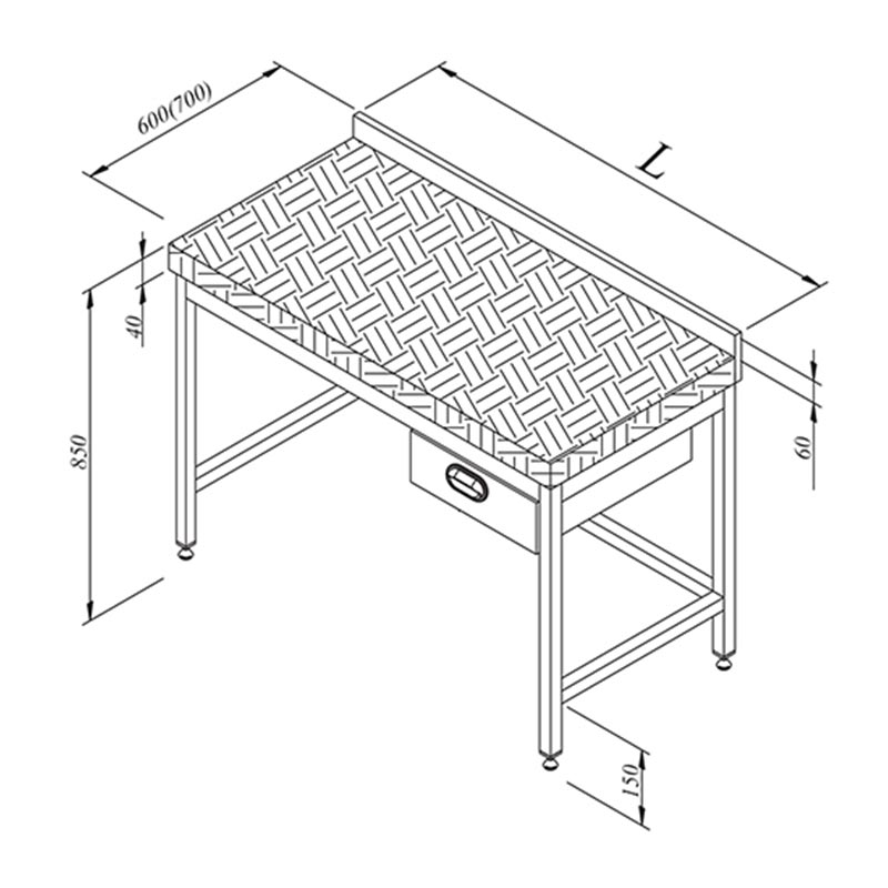 Öztiryakiler Ahşap Tabla Tek Çekmeceli Çalışma Tezgahı, 120x70 cm — Öztiryakiler