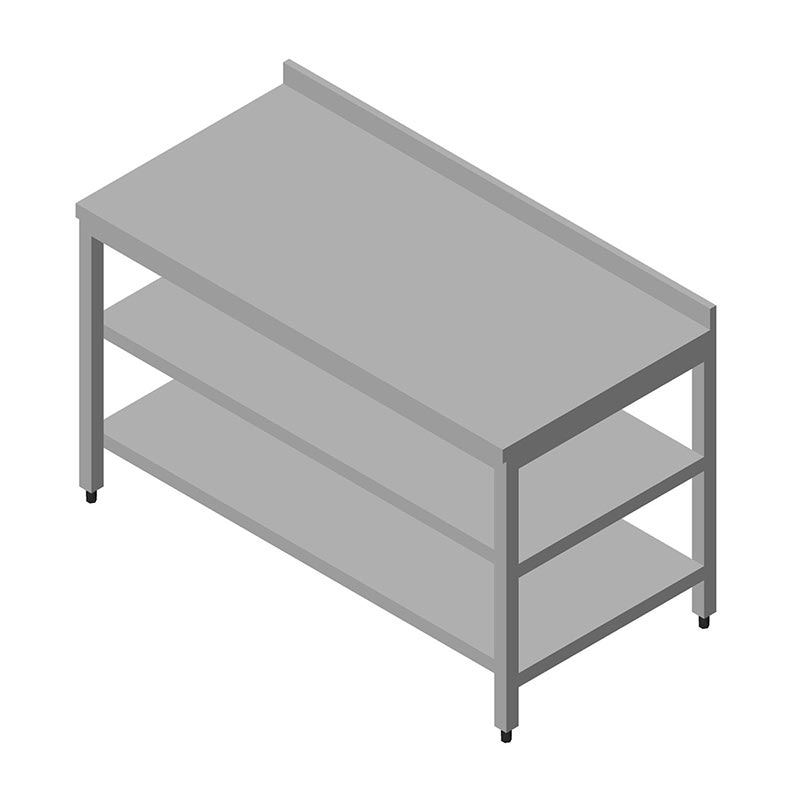 Öztiryakiler Ara Raflı Sırtlı Demonte Çalışma Tezgahı, 160x60 cm — Öztiryakiler