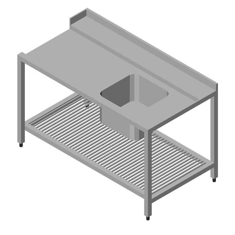 Öztiryakiler Bulaşık Makinesi Alt Tablalı Sağ Giriş Tezgahı, 90x75x87 cm