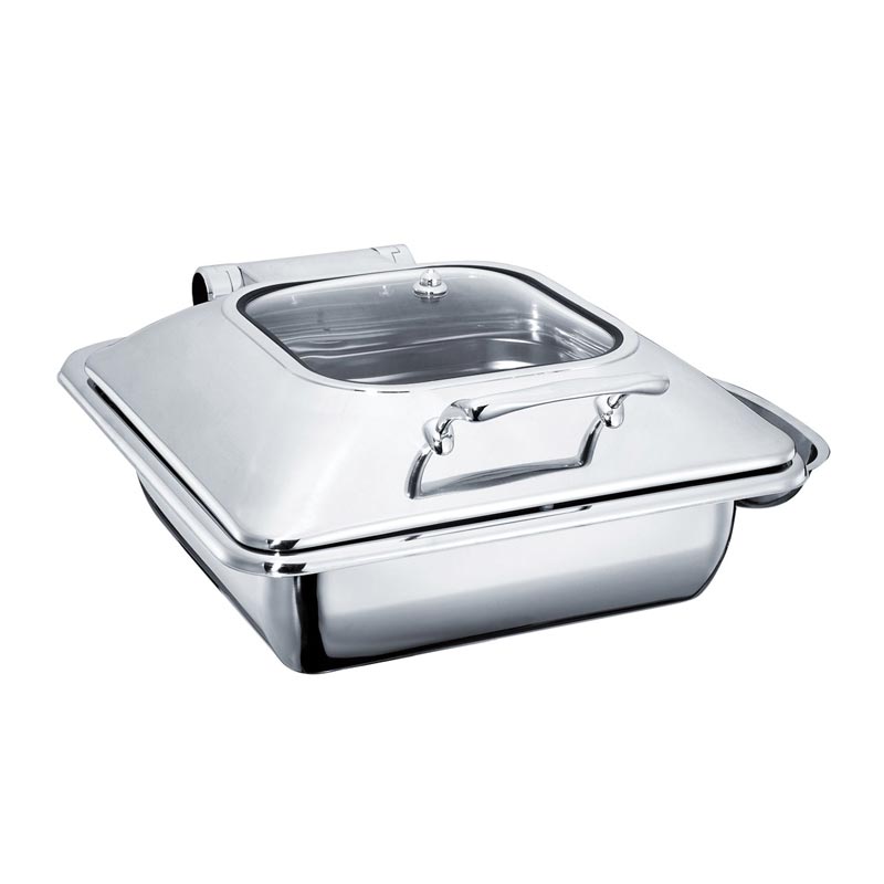 Öztiryakiler Dikdörtgen Cam Kapaklı Chafing Dish, 6 L — Öztiryakiler
