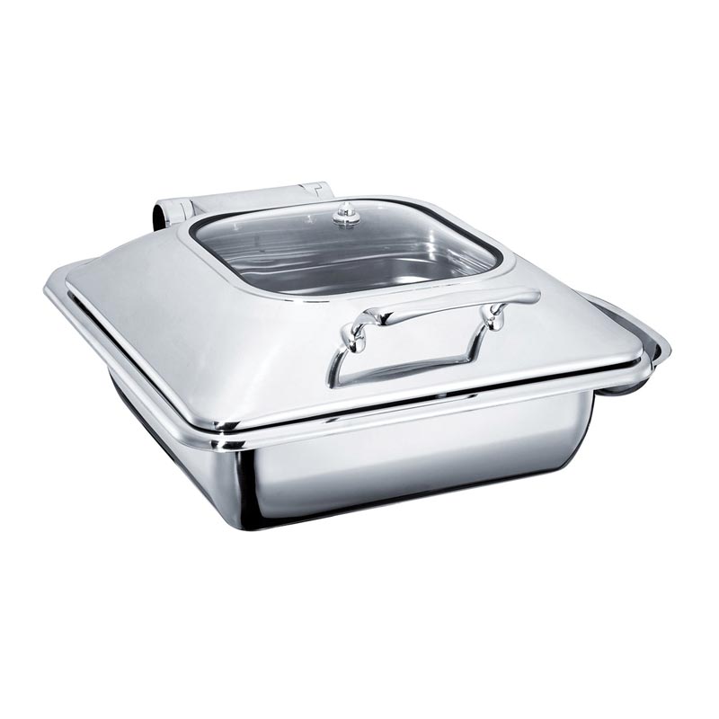 Öztiryakiler Dikdörtgen Cam Kapaklı Chafing Dish, 9 L — Öztiryakiler