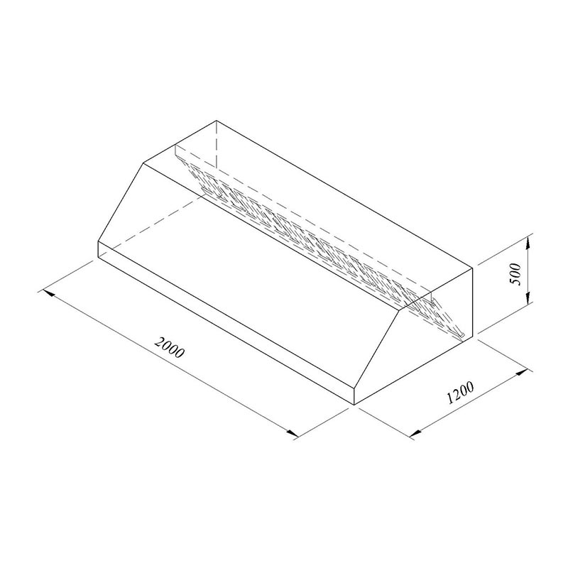 Öztiryakiler Duvar Tipi Filtreli Davlumbaz, 200x120 cm — Öztiryakiler