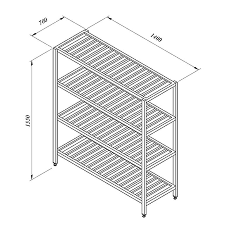 Öztiryakiler İstif Rafı, 4 Izgara Tabla, 140x70 cm — Öztiryakiler