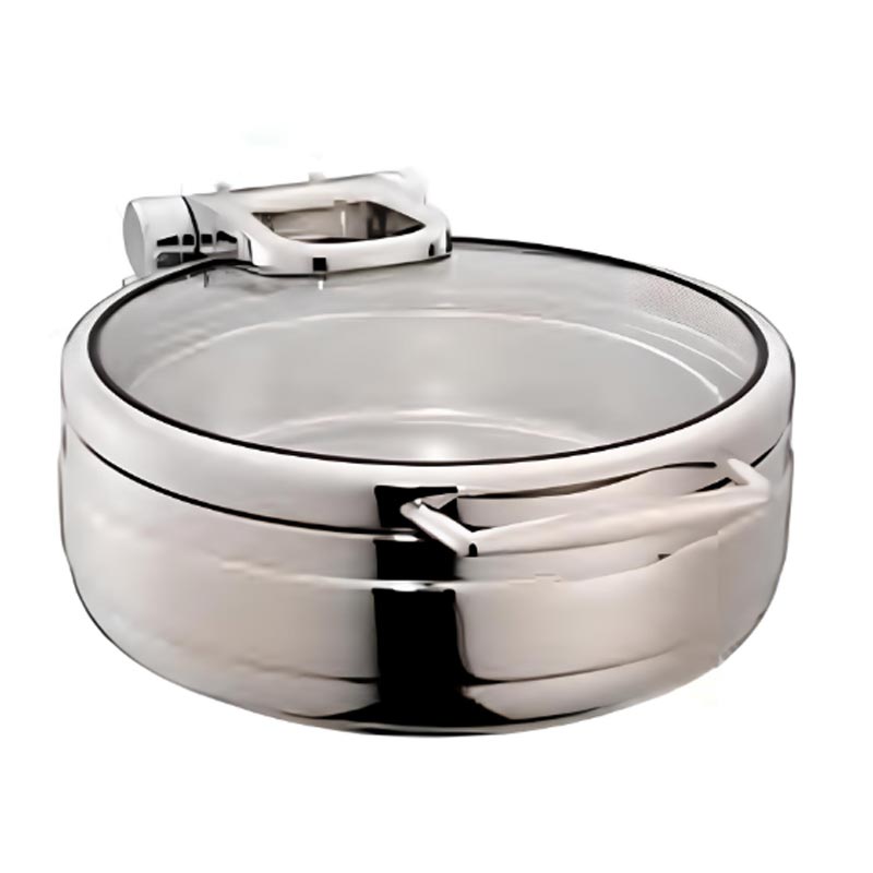 Öztiryakiler Lux Hidrolik Cam Kapaklı Yuvarlak Chafing Dish, GN 1-2, 4 L — Öztiryakiler