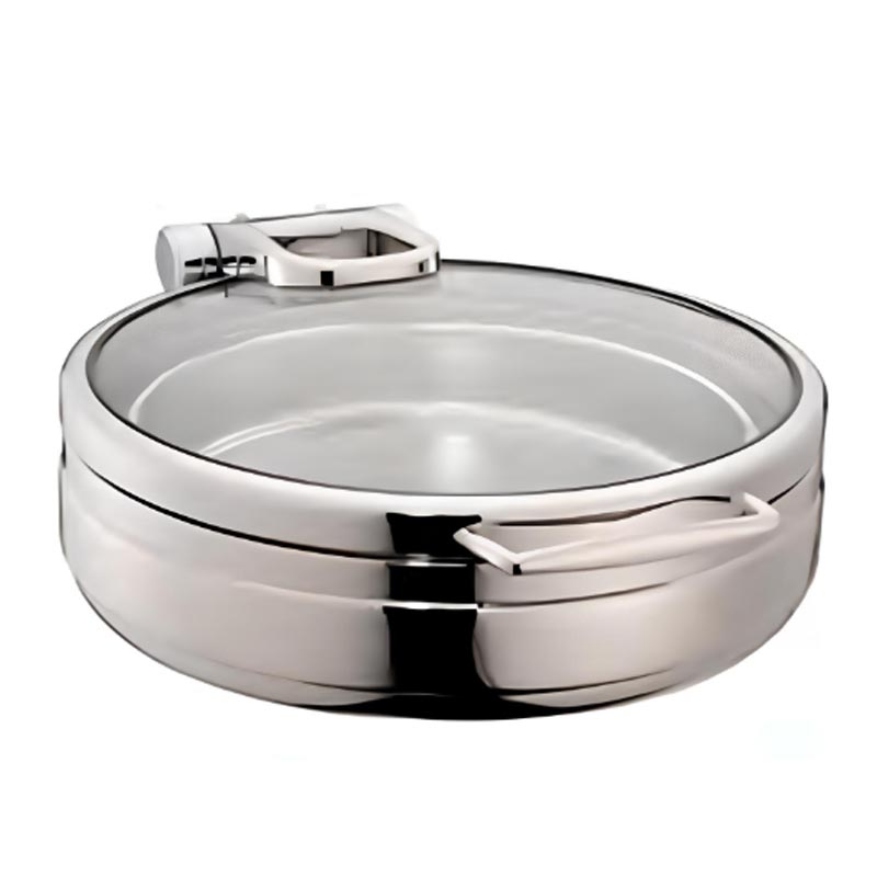 Öztiryakiler Lux Hidrolik Cam Kapaklı Yuvarlak Chafing Dish, GN 2-3, 6 L — Öztiryakiler