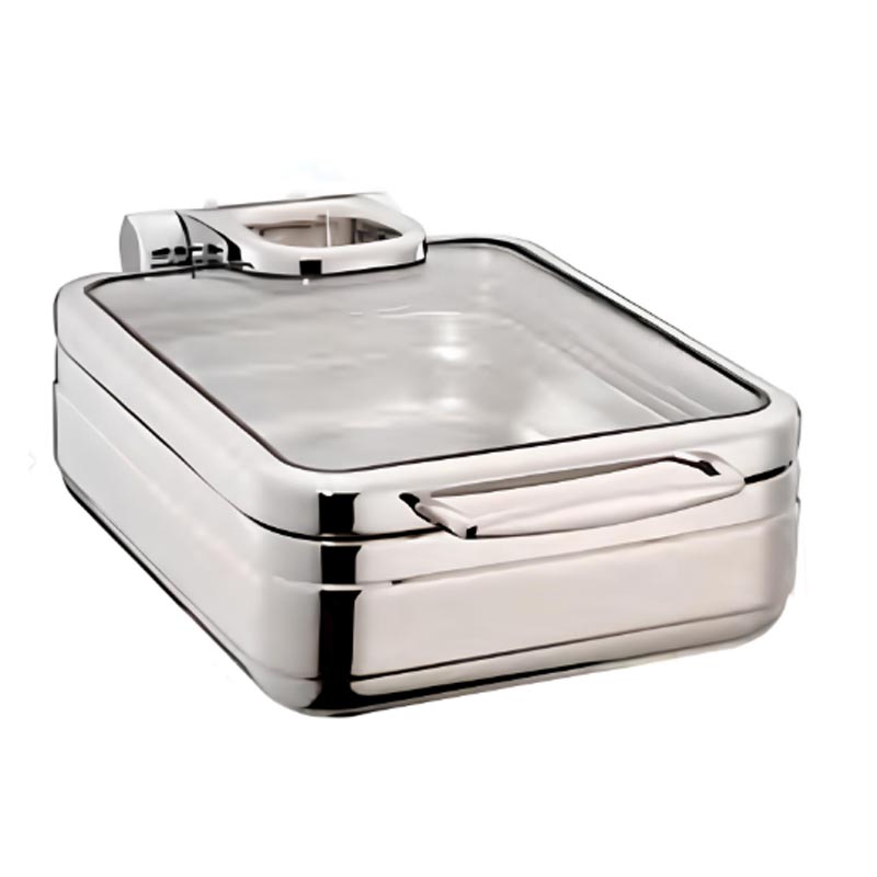 Öztiryakiler Lux Hidrolik Cam Kapaklı Dikdörtgen Chafing Dish, GN 1-1, 9 L — Öztiryakiler