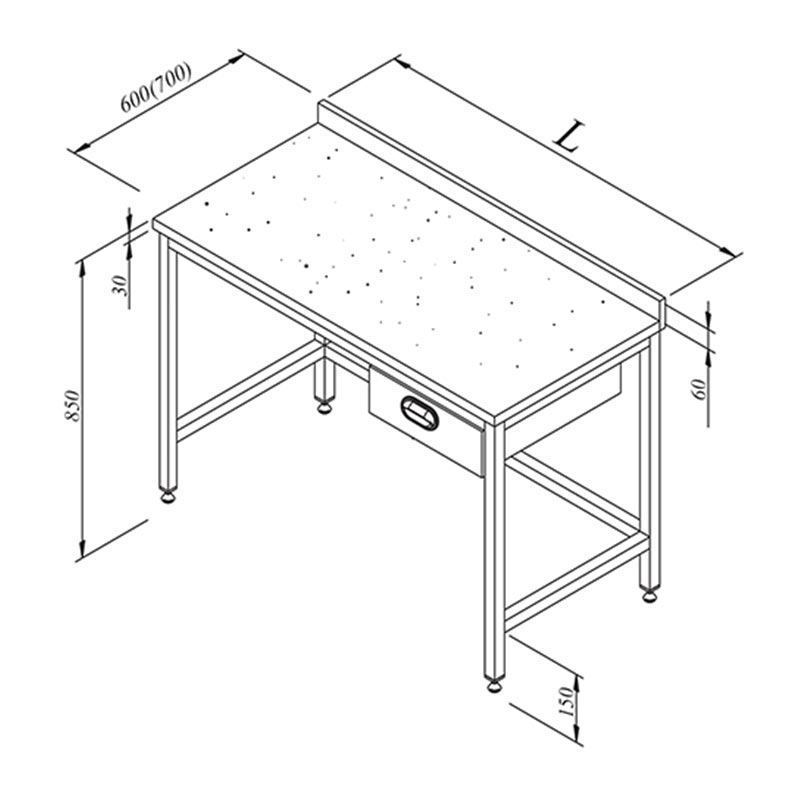 Öztiryakiler Mermer Tabla Tek Çekmece Çalışma Tezgahı, 160x70 cm — Öztiryakiler