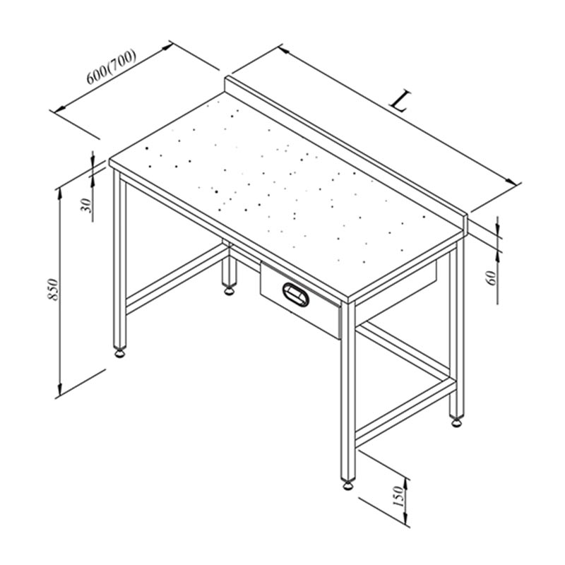 Öztiryakiler Mermer Tabla Tek Çekmeceli Çalışma Tezgahı, 190x70 cm — Öztiryakiler