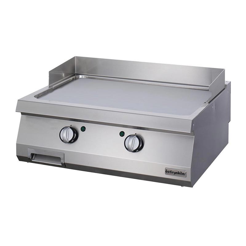 Öztiryakiler OGE 8070 C Düz Grill Plate, 80x70 cm, Sert Krom Kaplı, Elektrikli — Öztiryakiler