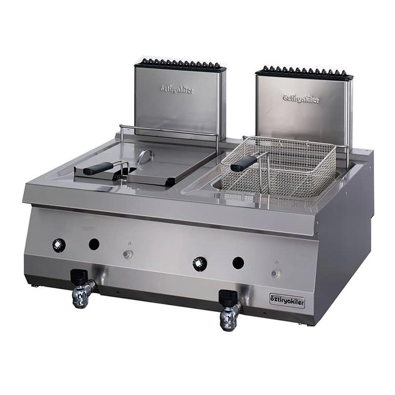 Öztiryakiler Optimum 700 Seri OFG 8070 E Set Üstü İkili Fritöz, 80x70x28 cm, 12+12 L, Gazlı — Öztiryakiler