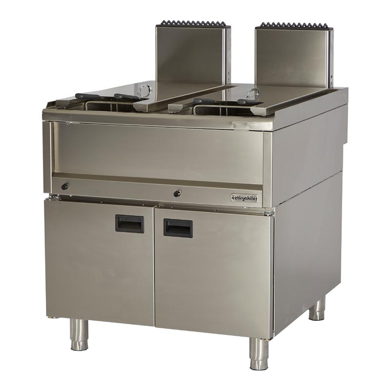 Öztiryakiler Optimum 900 Seri OFG 8090 E Set Üstü Dolaplı Fritöz, 80x90x85 cm, 22+22 L, Gazlı — Öztiryakiler