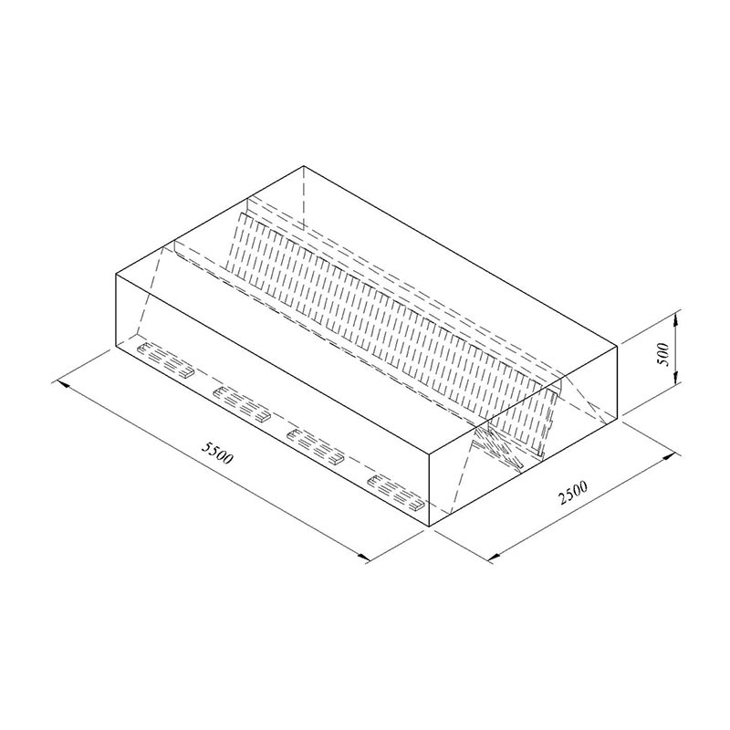 Öztiryakiler Orta Tip Filtreli Çift Cidar Davlumbaz, 550x250 cm — Öztiryakiler