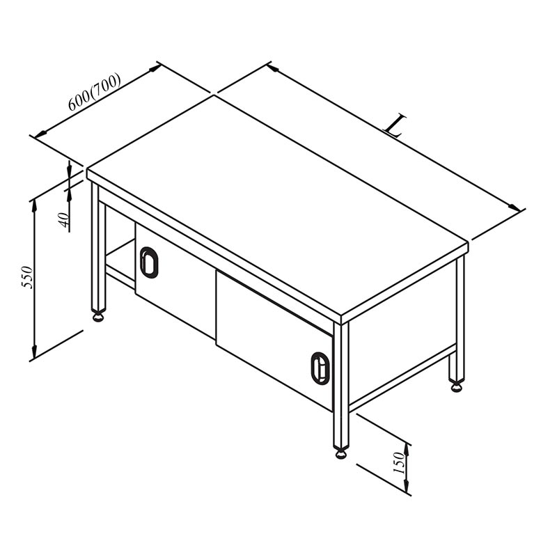 Öztiryakiler Set Altı Dolaplı Tezgah, 160x60x55 cm — Öztiryakiler