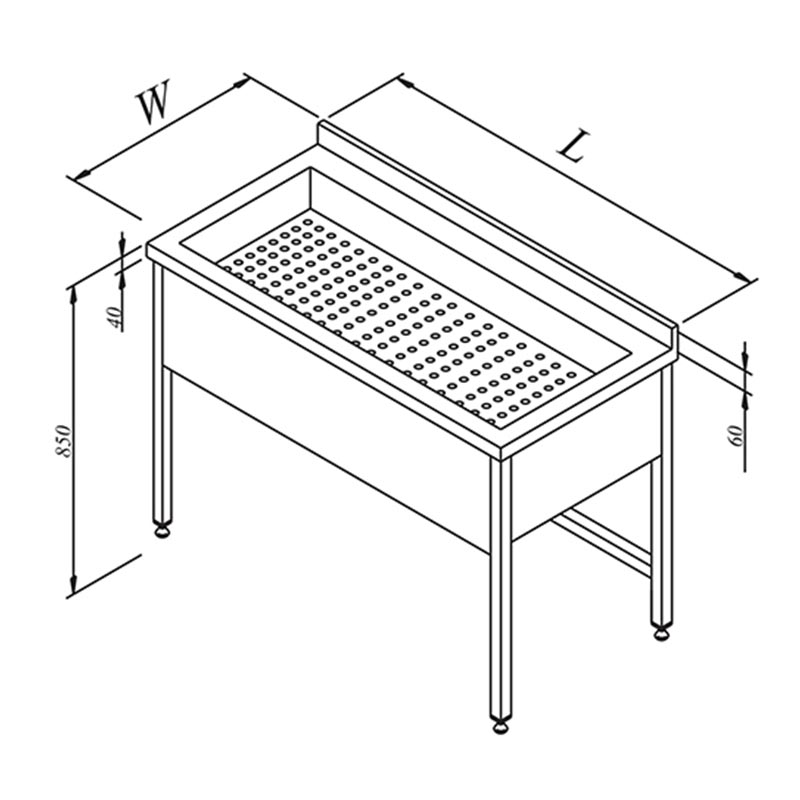 Öztiryakiler Süzme Havuzlu Çalışma Tezgahı, 140x60 cm — Öztiryakiler