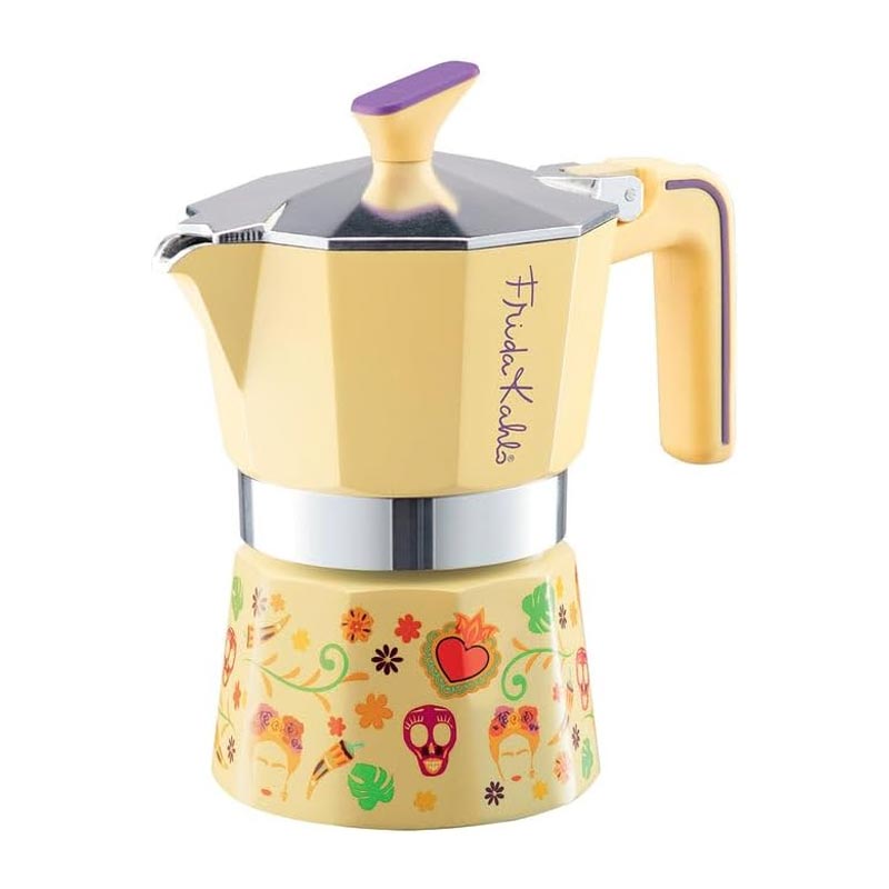 Pedrini Frida Kahlo Moka Pot, 3 Cup, Sarı — Pedrini
