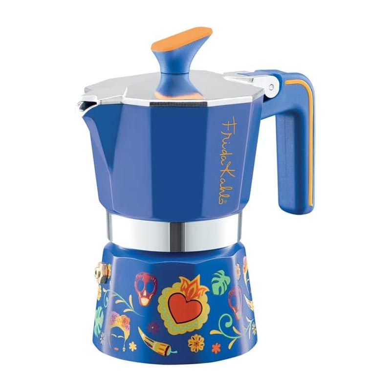 Pedrini Frida Kahlo Moka Pot, 6 Cup, Mavi — Pedrini